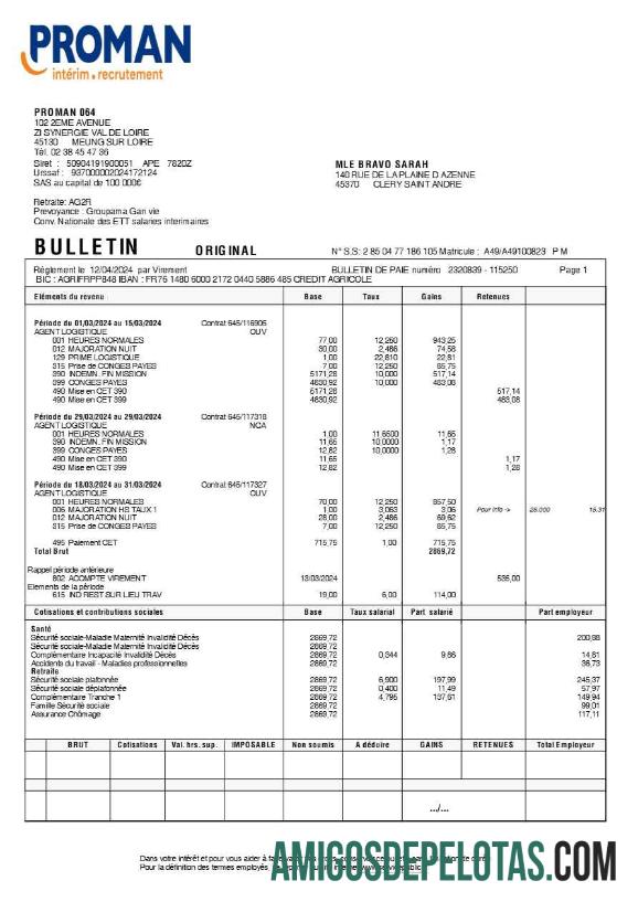 Para download Modelo de recibo de pagamento de recrutamento Proman (em francês) em formatos Word e PDF.pdf, 1